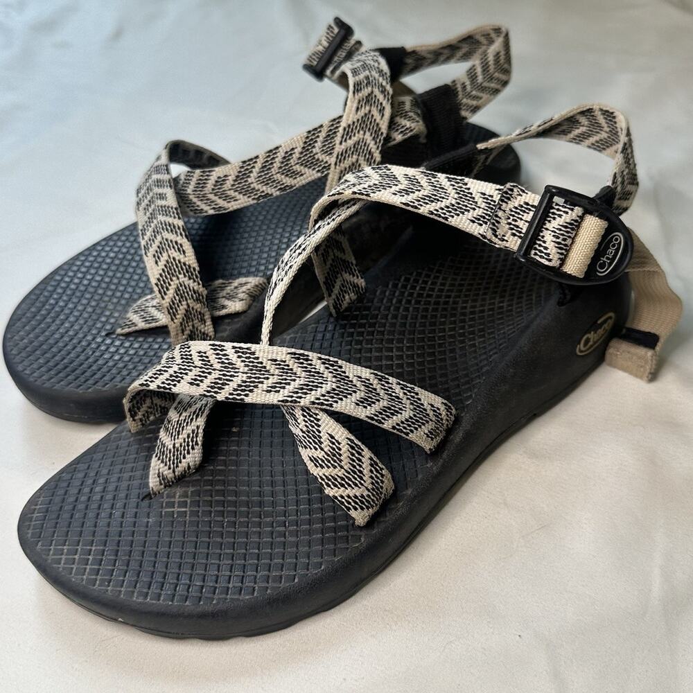 Chaco Z Cloud 2 Women's Strappy Sandals Black Beige Sz 8 Rocket Chevron - Picture 6 of 9